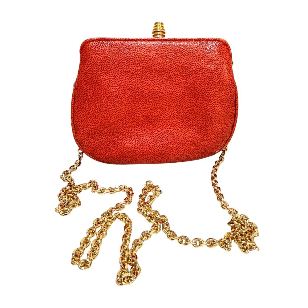 Vintage Giorgio Beverly Hills textured red orange leather purse shoulder bag